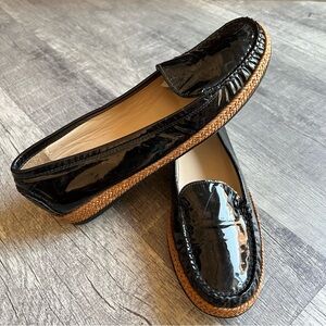 STUART WEITZMAN Women's 'GEEK' Black Aniline PATENT LEATHER LOAFERS Women’s 7